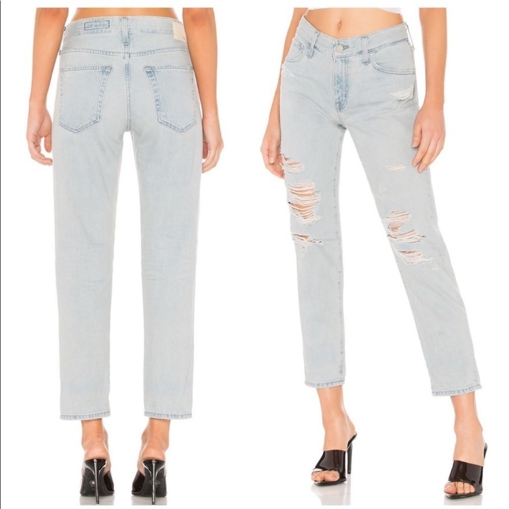 AG The Ex Boyfriend Slouchy Ankle Slim Jeans Boho Bohemian Distressed